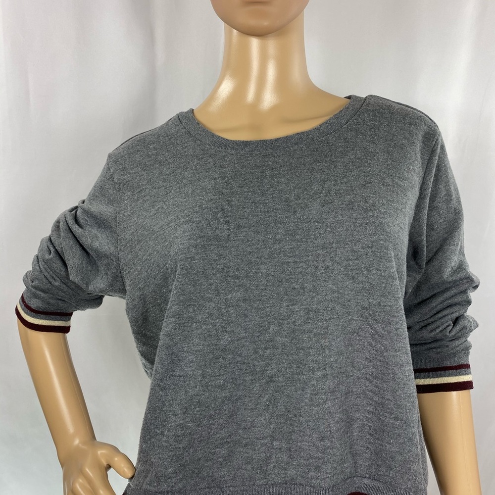 Grey Sweatshirt w/ cream/maroon band